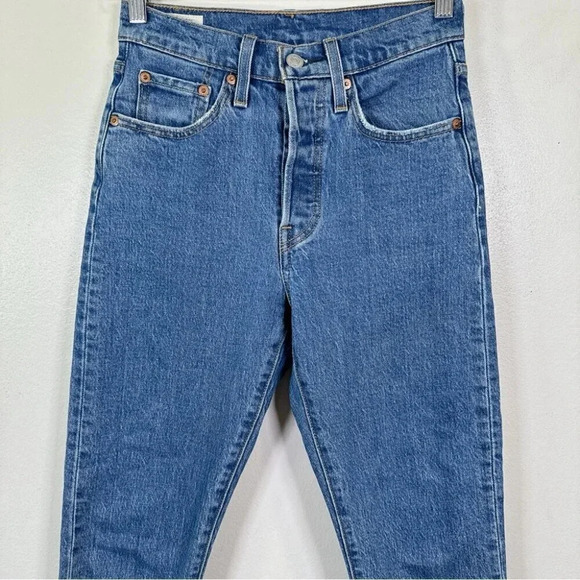 Levi's Womens Size 24x28 501 Skinny Jeans In Jive Tides Fay Hem - Picture 3 of 16